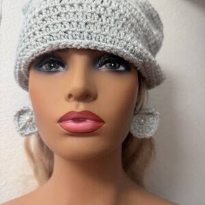 Elegant Silver Crochet Earrings with Pearl Accent